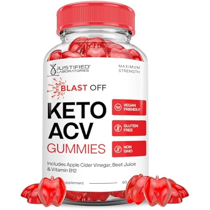 Justified Laboratories Blast Off Keto ACV Gummies Advanced Formula 1000MG Blast Keto Gummies Apple Cider Vinegar Formulated with Pomegranate Beet Juice Powder B12 Vegan Non GMO 60 Gummys - Image 1