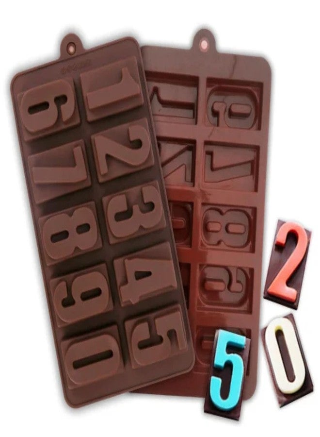 Skytail Silicone Number Chocolate Mold for Baking Chocolate Candy Fondant Sugarcraft Cake Decoration Cupcake Topper Caramel Cake Muffin Gummy Jelly Cookie Ice Cube Resin Clay Soap Mold - Image 1