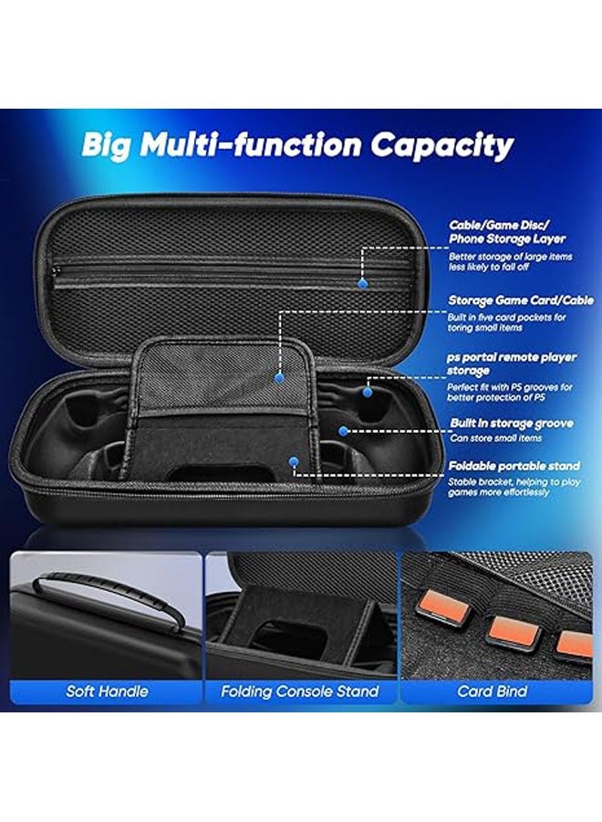 12-in-1 accessory set for Playstation Portal Remote Player, hard carrying case for PS5 Portal, PS Portal case with clear skin, 2 screen protectors with 4 thumb grips - Image 3