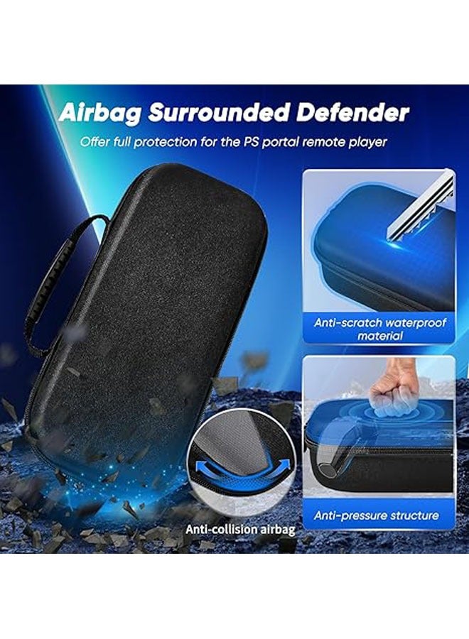 12-in-1 accessory set for Playstation Portal Remote Player, hard carrying case for PS5 Portal, PS Portal case with clear skin, 2 screen protectors with 4 thumb grips - Image 2