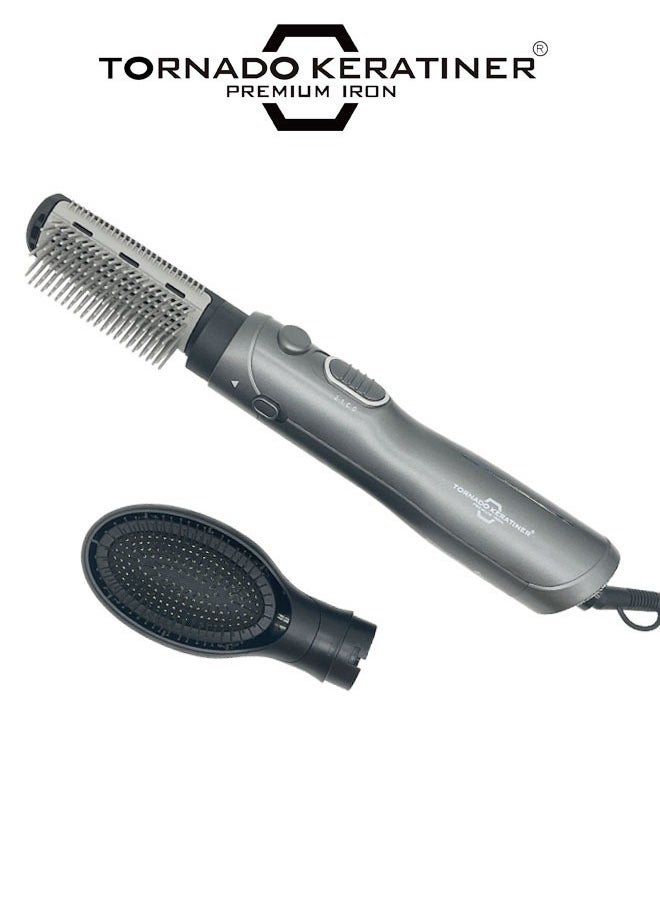 Tornado Keratiner 1200W Hair Dryer Brush 3 In 1 Hot Air Styler Straightening & Curling Fast Heating (3s) Hair Styler with 2 Brushes  - Image 1