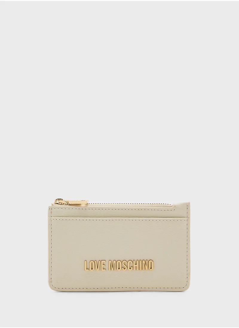 لوف موسكينو Logo Detailed Zip Over Wallet