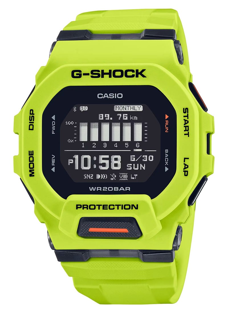 CASIO - ساعة كاسيو جي شوك بلوتوث للرجال، انالوج رقمية، اخضر نيون مع حزام راتنج GBD-200-9DR - Image 1