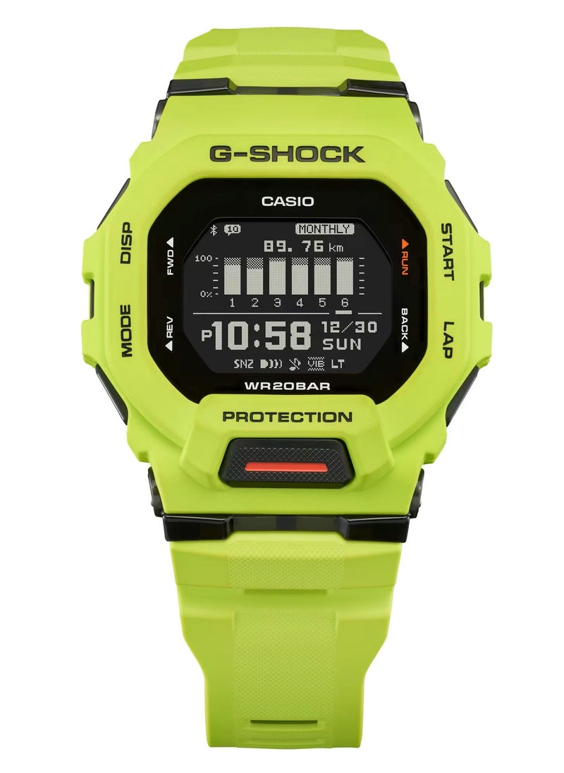 CASIO - ساعة كاسيو جي شوك بلوتوث للرجال، انالوج رقمية، اخضر نيون مع حزام راتنج GBD-200-9DR - Image 1