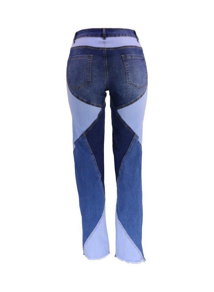 Loquat Stylish Washed Panels Of Women's Denim Trousers  - Image 2