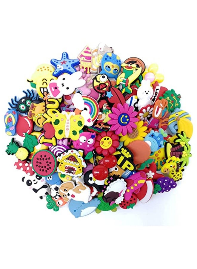 Shoe Charms 100 pcs Shoe Charms Fit for Shoes and Wristband Bracelet Decoration Different Shape Charms Party Gift Fit Wristband for Kids and Teens Unisex Adult Party Favor Random