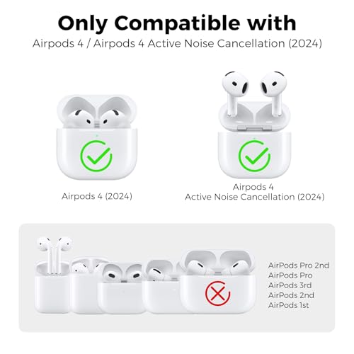 AhaStyle AirPods 4 Case Cover 2024 with Cleaning Kit Soft Silicone Shockproof Cover Skin for Apple AirPods 4th Gen Support USBC Wireless Charging - Image 3