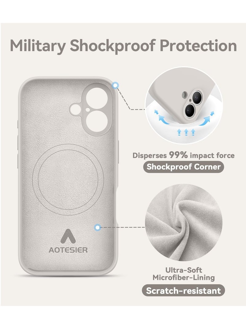 ELTRAZONE iPhone 16 Case – Upgraded Silicone Phone Cover with Camera Protection, Compatible with MagSafe, Anti-Scratch Microfiber Lining & 2 Screen Protectors – Stone - Image 5