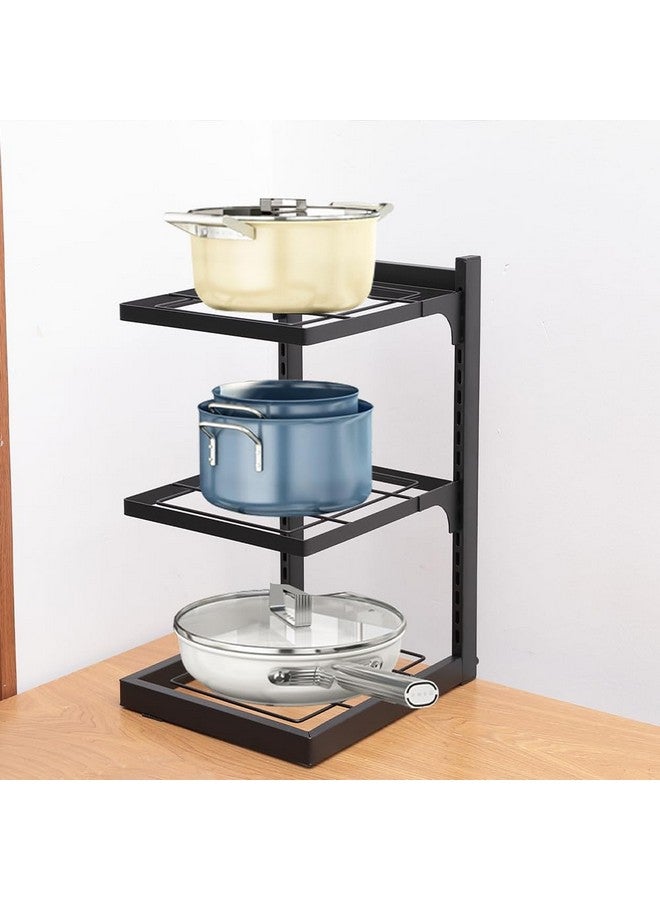 The Better Home The Better Home Buckle Type Pot 3 LayerRack (Black)|Stackable Kitchen Basket For Storage|Heavy Duty Carbon Steel Collapsible Foldable Basket For Fruits And Vegetables |Adjustable Layer Heights  - Image 1
