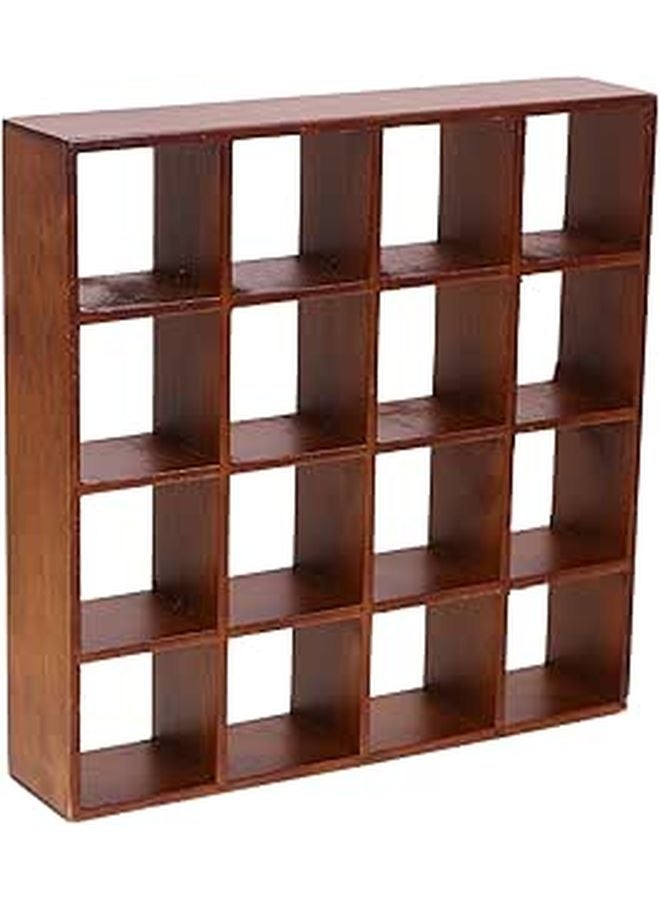 Walnut Color Miniature Display Cabinet Model With 16 Compartments Dollhouse Furniture - Image 1