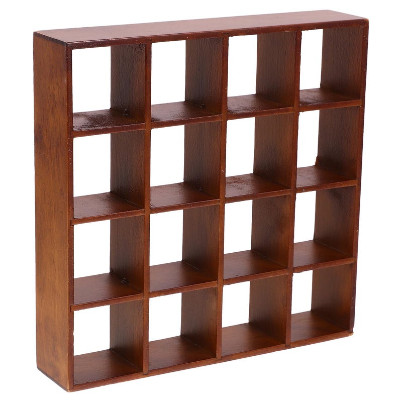 Walnut Color Miniature Display Cabinet Model With 16 Compartments Dollhouse Furniture - Image 2
