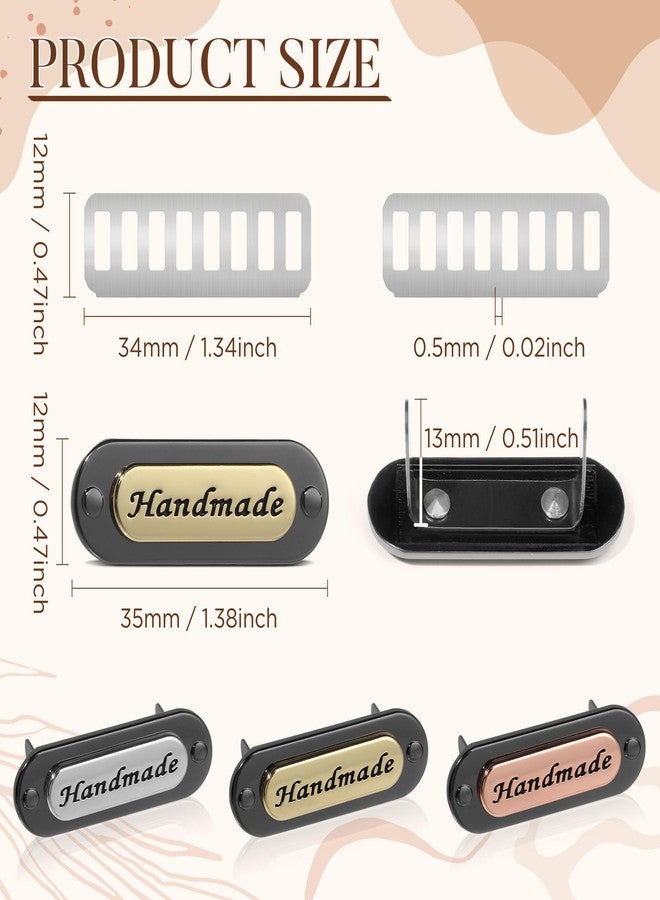 TXIN 9 Pieces Handmade Metal Labels with Shim Oval Shaped Alloy Hand Made Bag Tags for Clothes Jewelry Sewing Accessories DIY Crafts Decoration - Image 2