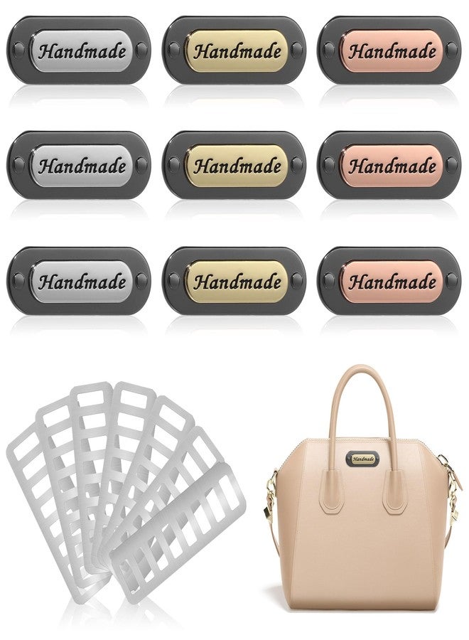 TXIN 9 Pieces Handmade Metal Labels with Shim Oval Shaped Alloy Hand Made Bag Tags for Clothes Jewelry Sewing Accessories DIY Crafts Decoration - Image 1
