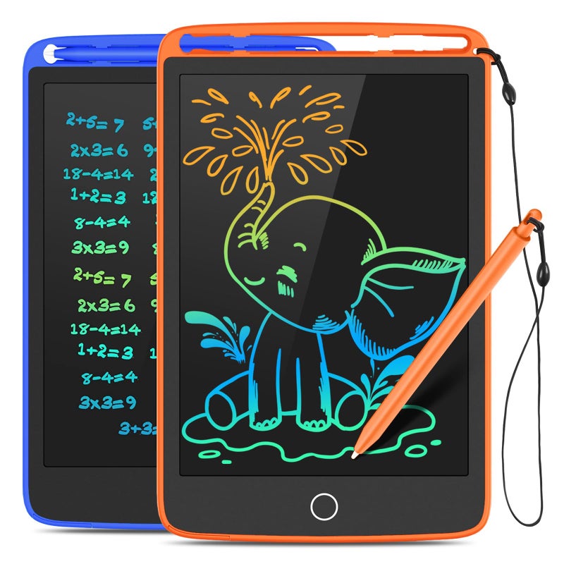 TECJOE 2 Pack LCD Writing Tablet, Colorful Screen Doodle Board 8.5 Inch Drawing Tablet for Kids, Learning Toys Birthday Gifts Travel Activity Games for 3 4 5 6 Year Old Boys and Girls Toddlersï¼ˆOrange Blueï¼‰ - Image 1