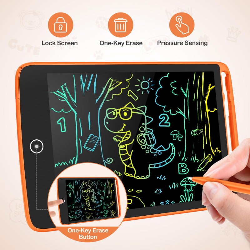 TECJOE 2 Pack LCD Writing Tablet, Colorful Screen Doodle Board 8.5 Inch Drawing Tablet for Kids, Learning Toys Birthday Gifts Travel Activity Games for 3 4 5 6 Year Old Boys and Girls Toddlersï¼ˆOrange Blueï¼‰ - Image 3