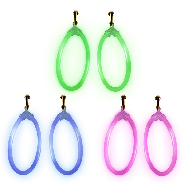 Fun Central 6 Pack 25 Inch Glow Hoop Earrings Bulk LightUp Party Favors for Raves Festivals and Events - Image 4
