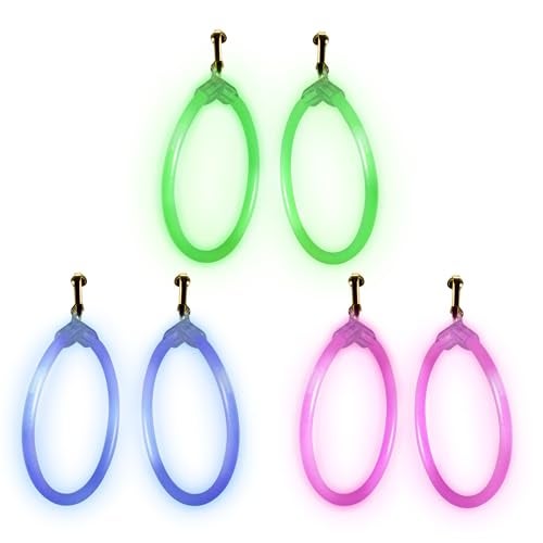 Fun Central 6 Pack 25 Inch Glow Hoop Earrings Bulk LightUp Party Favors for Raves Festivals and Events - Image 1