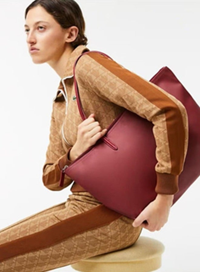 LACOSTE Women's L12.12 Concept Fashion Versatile Large Capacity Zipper Shoulder Bag Handbag wine red 45cm * 30cm * 12cm  - Image 5