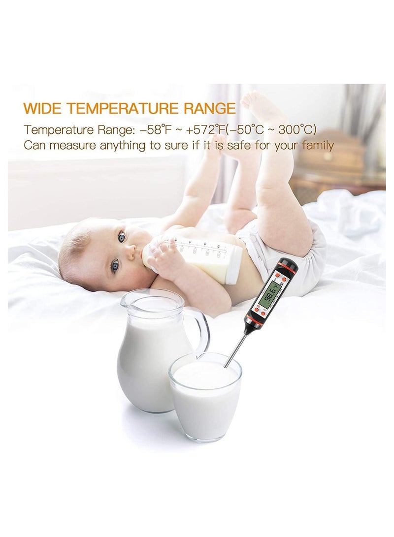 SYOSI مقياس حرارة اللحم، مقياس حرارة الطهي مع قراءة فورية، شاشة LCD، وظيفة الاحتفاظ لمدخن الطعام في المطبخ والشواء واللحم والحلويات والحليب والماء - Image 3