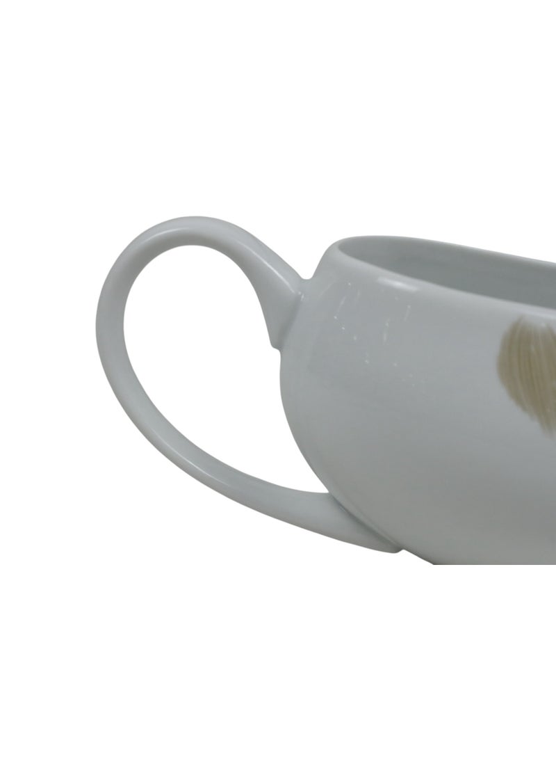 Elegant Porcelain Gravy Boat with Gold Floral Design, White  - Image 4