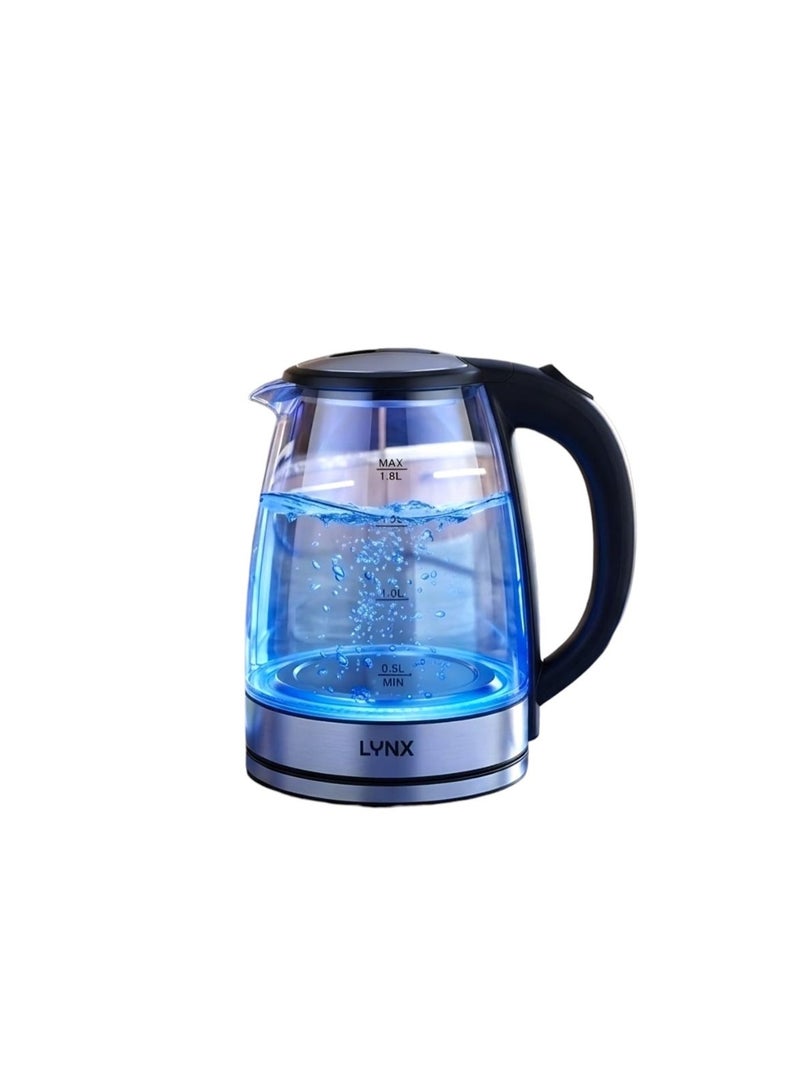LYNX Electric Kettle, 1.8L Double Glass Wall Stainless Steel, 1500W Fast Boiling Water Heater, Tea Coffee Maker KT-2108, Auto Shut Off, Boil Dry Protection, 360 Rotating Base, Cordless - Image 1