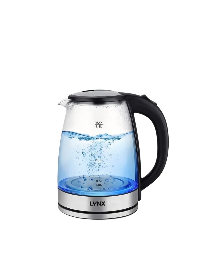 LYNX Electric Kettle, 1.8L Double Glass Wall Stainless Steel, 1500W Fast Boiling Water Heater, Tea Coffee Maker KT-2108, Auto Shut Off, Boil Dry Protection, 360 Rotating Base, Cordless - Image 2