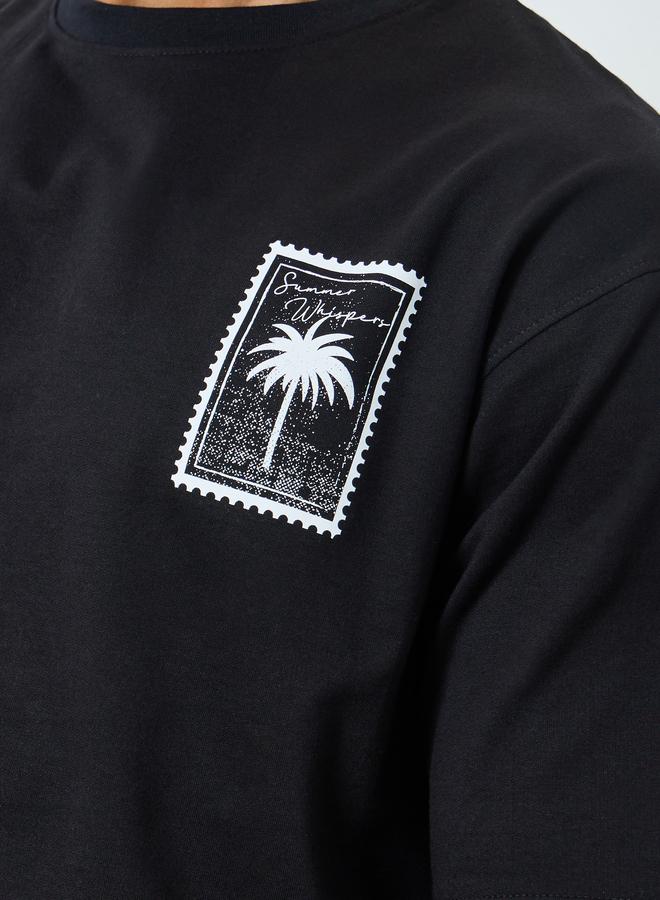 Styli Men Black Graphic Print Oversized T-Shirt - Image 4