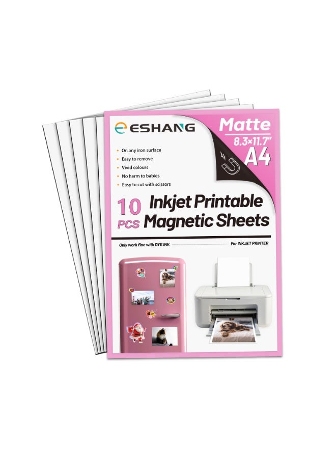ESHANG A4 10 PCS Matte Printable Magnetic sheets Non Adhesive 0.4mm Thinckness Thick Magnet Photo Paper for Inkjet Printers - Image 1