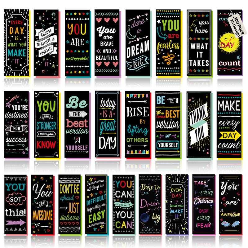 Iconikal 100-Count Inspirational, Motivational, Gratitude, Appreciation, Kindness & Encouragement Sayings Bookmarks - Image 1