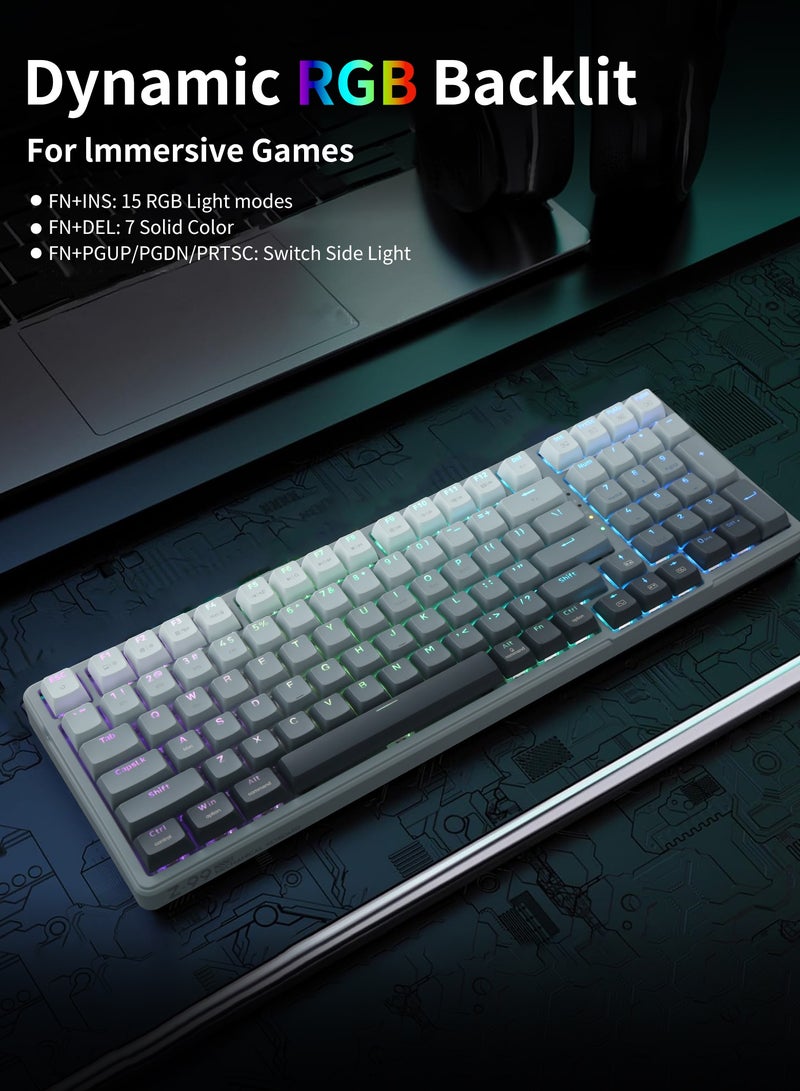E-YOOSO Z-99 Wireless Mechanical Keyboard, Tri-Mode Bluetooth 5.0/2.4GHz/USB-C, Hot-Swappable Linear Switches, Gasket-Mounted, RGB Backlit for PC, Tablet, PS, Xbox - Image 3