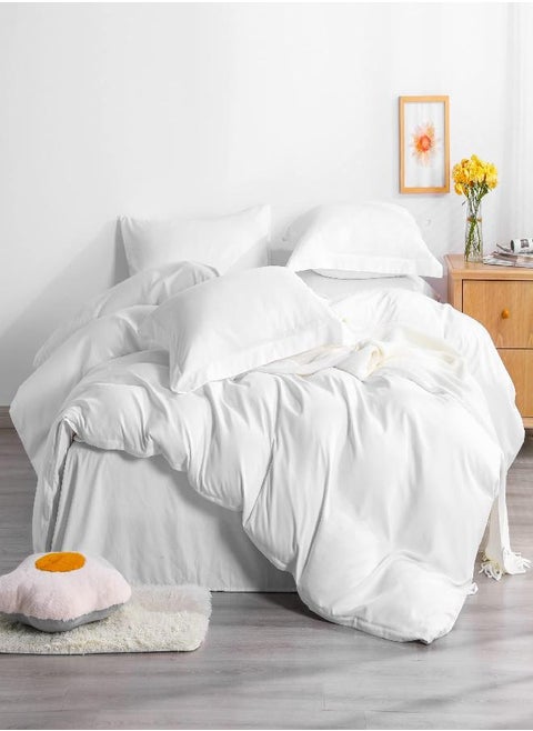 NTBAY 100% Brushed Microfiber Twin Duvet Cover Set, 2 Pieces Super Soft White Bedding Set, Solid Color Zipper Comforter Cover with Ties and Pillow Sham