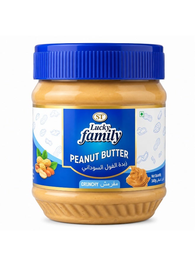 LUCKY FAMILY Crunchy Peanut Butter Small Jar 340g - Image 1