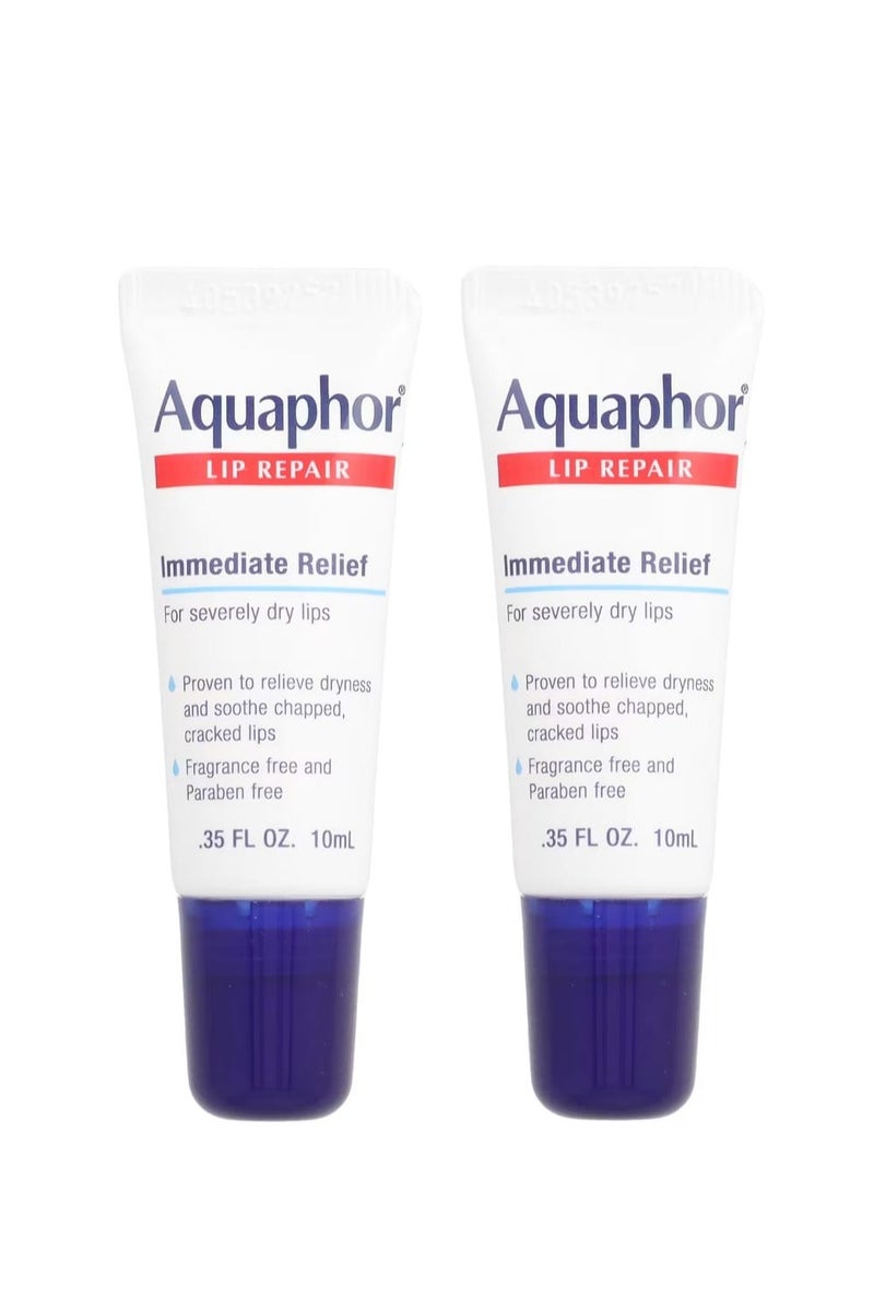 أكوافور مرطب شفاه فوري للتخفيف من حدة الجفاف خالي من العطور، أنبوبان، 0.35 أونصة سائلة (10 مل) لكل أنبوب - Image 1