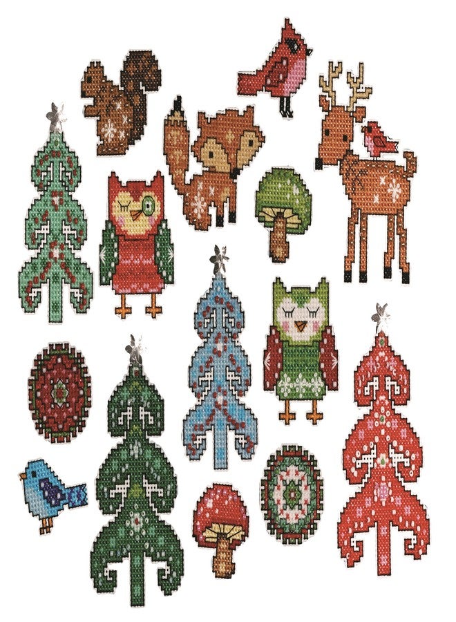 Tobin Woodland 14 Count Friends Ornament Plastic Canvas Kit - DW1694 , White