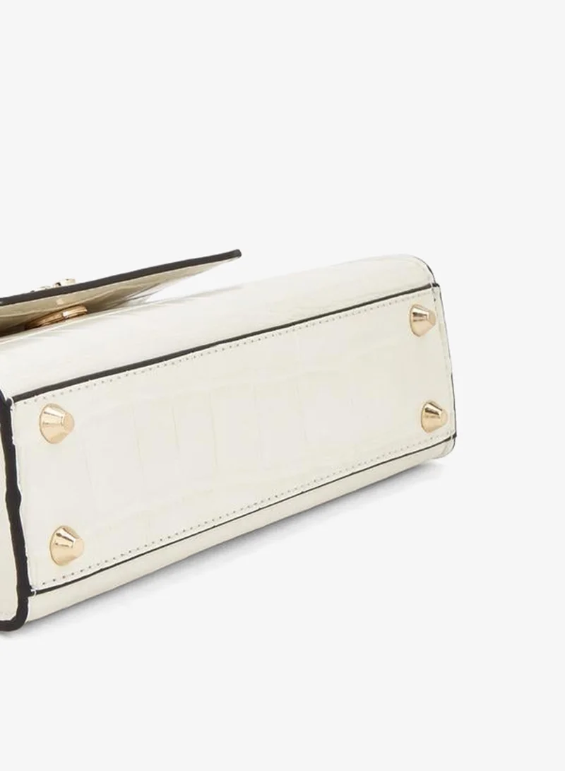 Celeste IVORY Textured Satchel Bag With Button Closure for Women | Best Price UAE