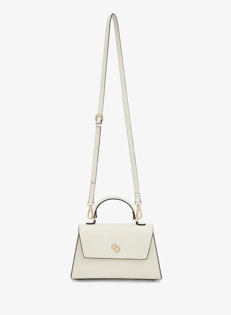 Celeste IVORY Textured Satchel Bag With Button Closure for Women | Best Price UAE