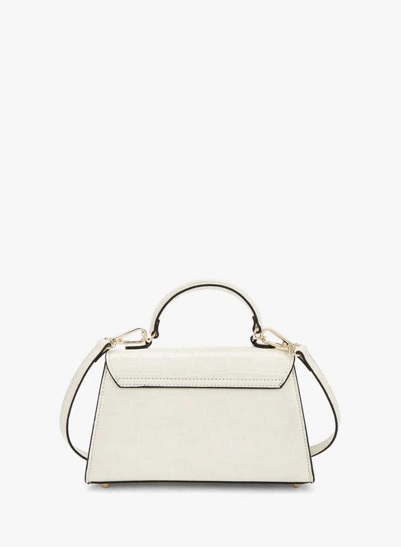 Celeste IVORY Textured Satchel Bag With Button Closure for Women | Best Price UAE