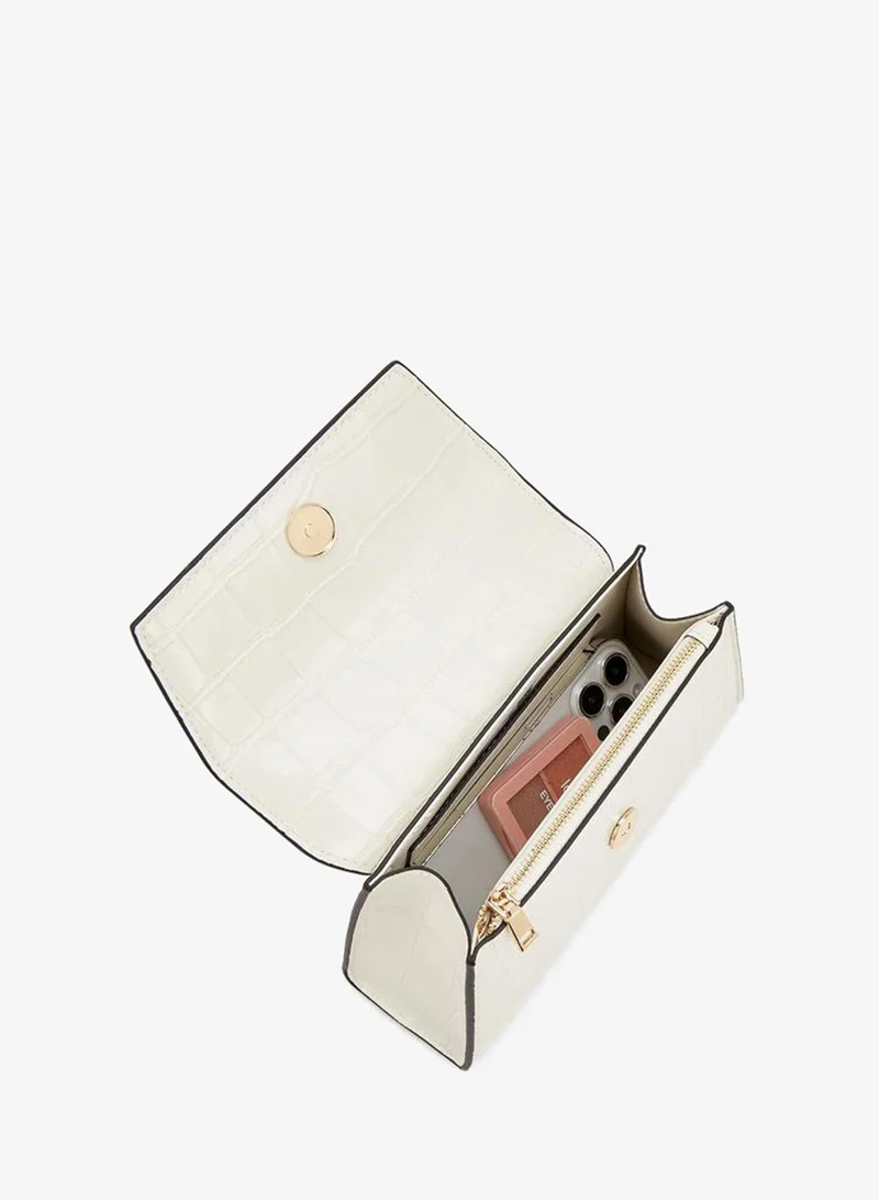 Celeste IVORY Textured Satchel Bag With Button Closure for Women | Best Price UAE