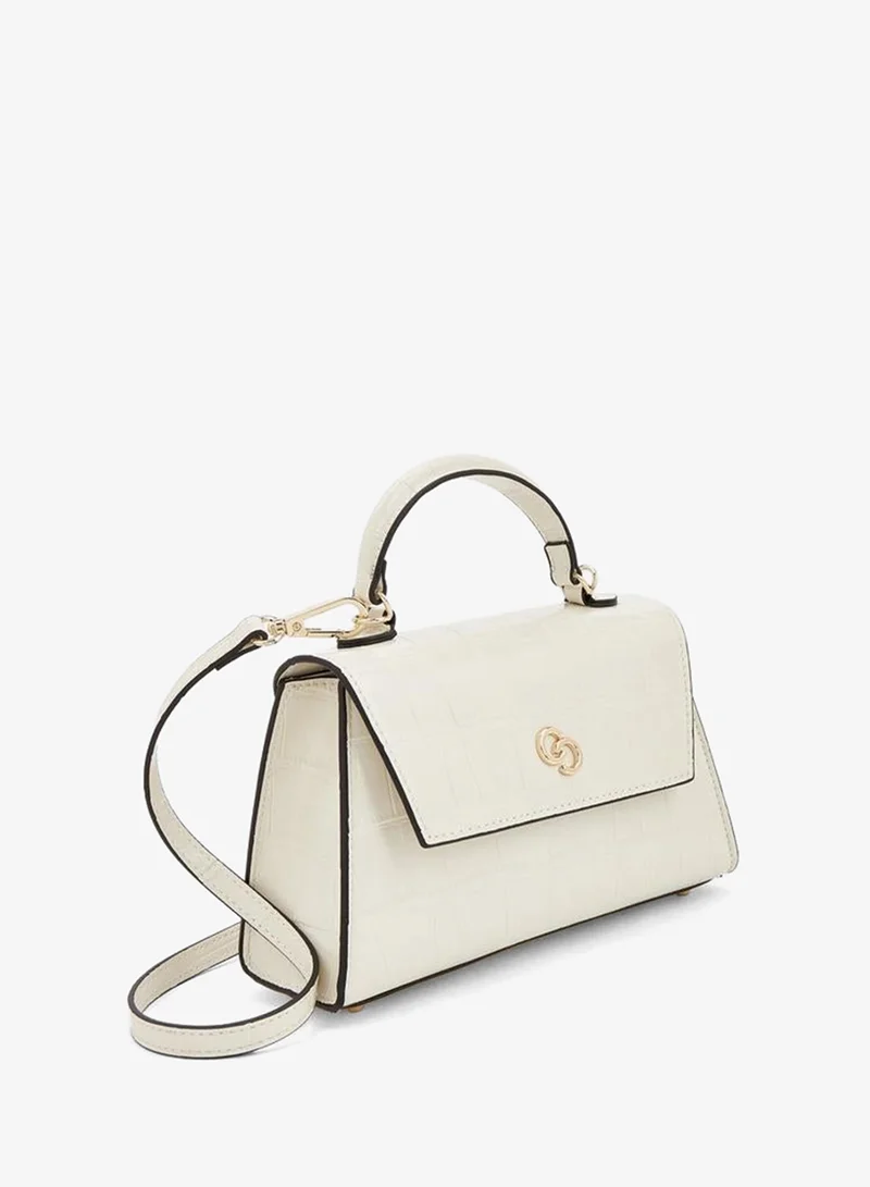 Celeste IVORY Textured Satchel Bag With Button Closure for Women | Best Price UAE