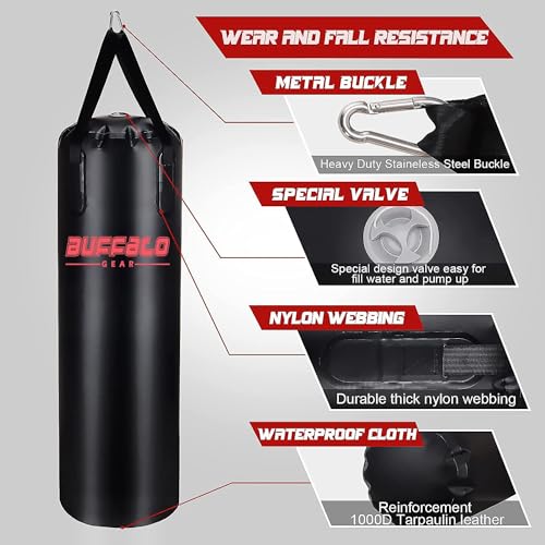 Buffalo Gear Water Punching Bag,165LB Adjustable Heavy Punching Bag Boxing Bag Kickboxing Bag for Adults Teens Training Bag for Fitness - Image 3