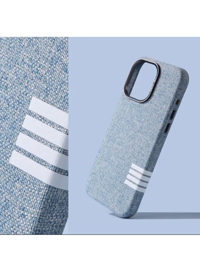 Luxury Shockproof Metal Lens Protect PC Leather Mobile Phone Case For iPhone 12 Pro Max Blue - Image 1