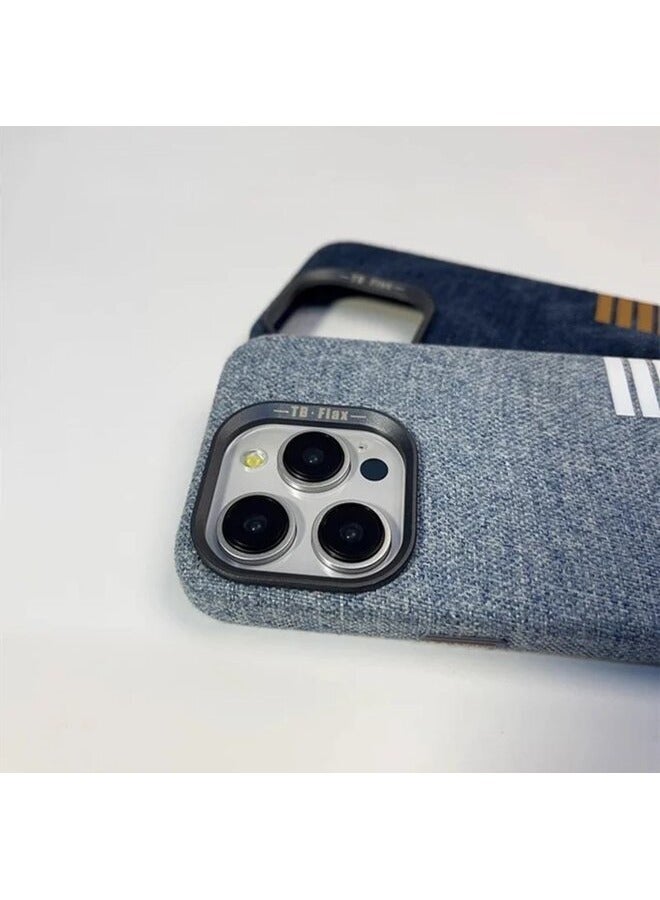 Luxury Shockproof Metal Lens Protect PC Leather Mobile Phone Case For iPhone 12 Pro Max Blue - Image 2