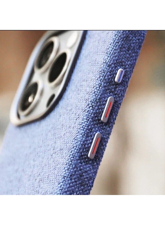 Luxury Shockproof Metal Lens Protect PC Leather Mobile Phone Case For iPhone 12 Pro Max Blue - Image 3