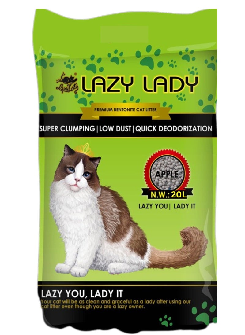 LAZY LADY Cat Litter 20L With Apple Scent - Fast Clumping & Low Dust  - Image 1