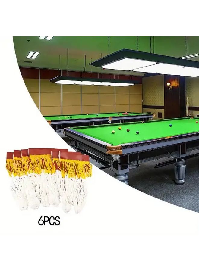 Yellow Pool Table Replacement Pocket Net Set Of 6 For Snooker And Billiards - Image 1