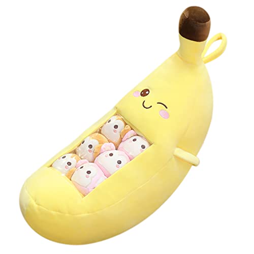 REFAHB Cute Throw Pillow Stuffed Banana Toys Removable Fluffy Creative Gifts for Teens Girls Kids - Image 1