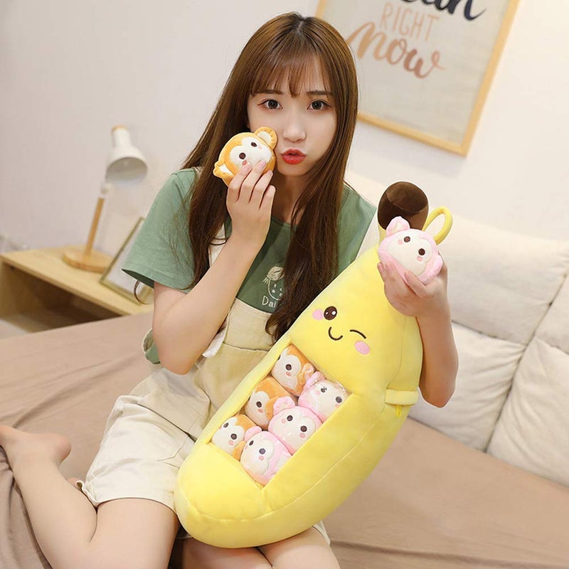 REFAHB Cute Throw Pillow Stuffed Banana Toys Removable Fluffy Creative Gifts for Teens Girls Kids - Image 3