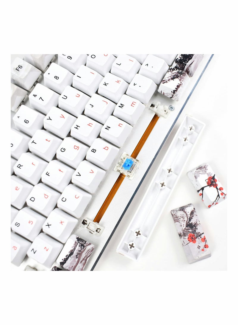 Rubber Keycaps Set, 110 Keys PBT Keycap, Anti-Slip Texture Dye-Sublimation Plum Blossom Cherry Profile Key Cap, DIY Mechanical Keyboard Keycap Set for Mechanical Keyboard - Image 5