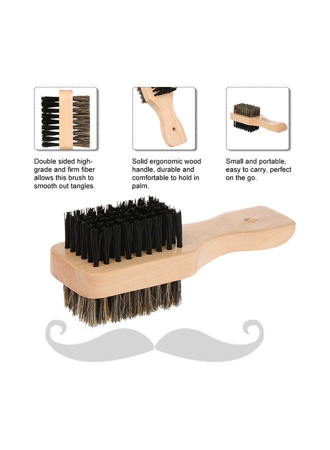 NIBEMINENT Beard Wood Handle Double-Sided Hair Brush Brown - Image 3