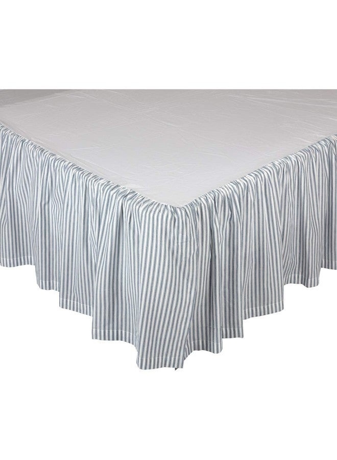 VHC Brands ملحقات سرير كوين من قطن مخطط من VHC Brands Sawyer Mill، زوايا مفصولة، تنورة 60x80x16، دنيم أزرق - Image 5